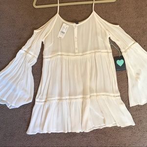 Kendall & Kylie Cold Shoulder Ivory Top/Dress-  S